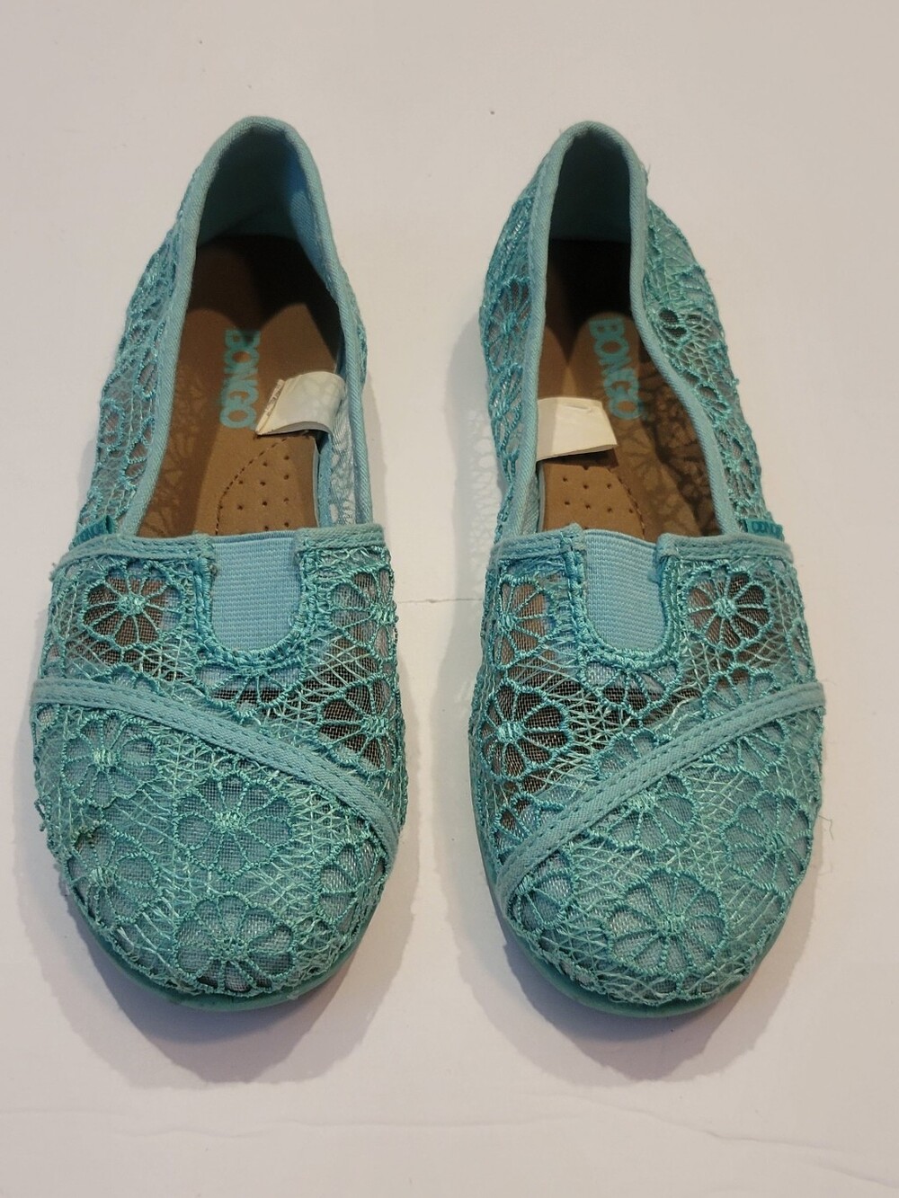BONGO Women's Aqua Lace Slip-On Flats. Worn Once For Easter.